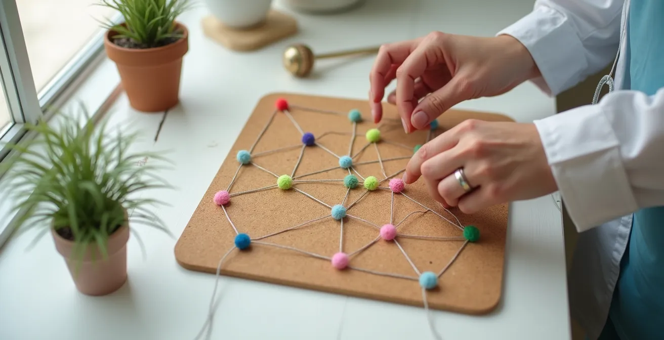 Représentation visuelle d'un arbre généalogique médical avec symboles pour différents types de cancers