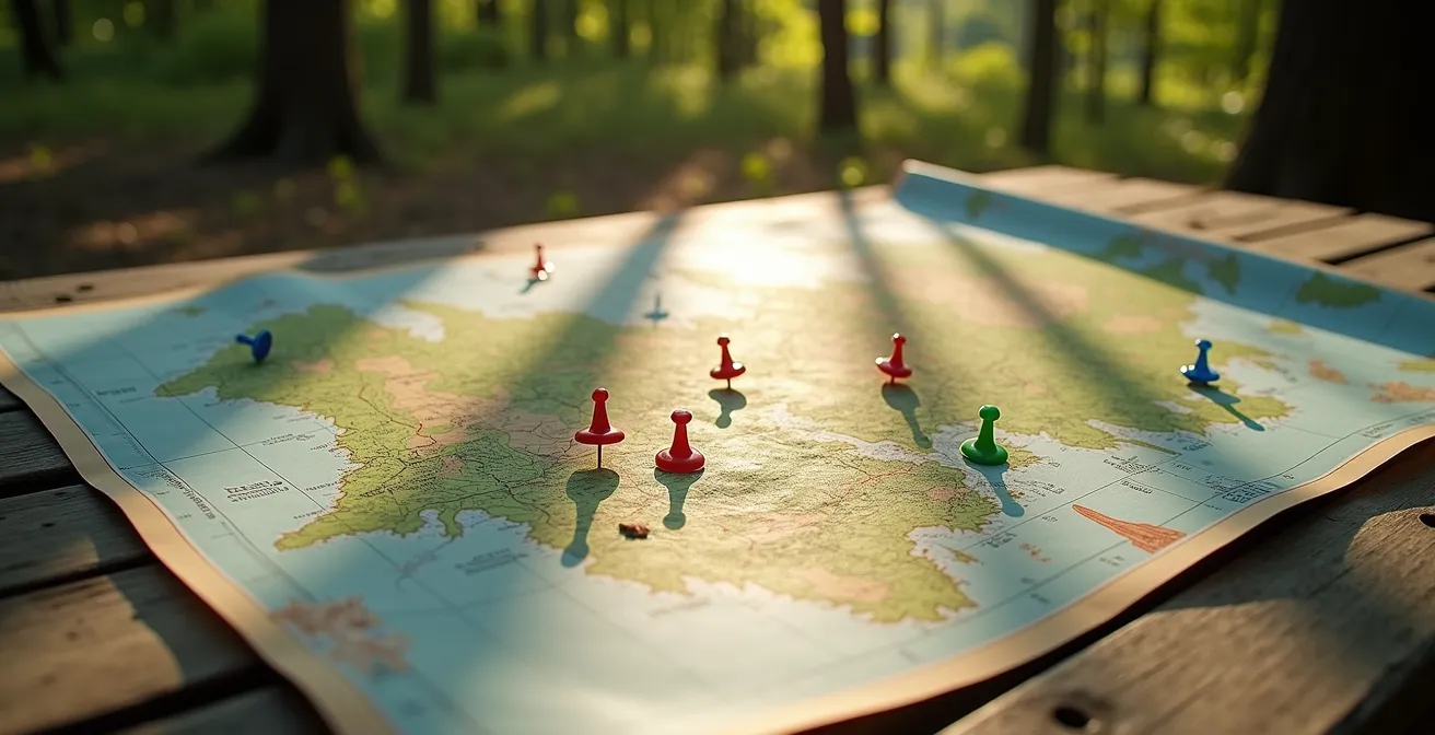 Carte topographique détaillée montrant les parcs régionaux autour des grands parcs SEPAQ du Québec