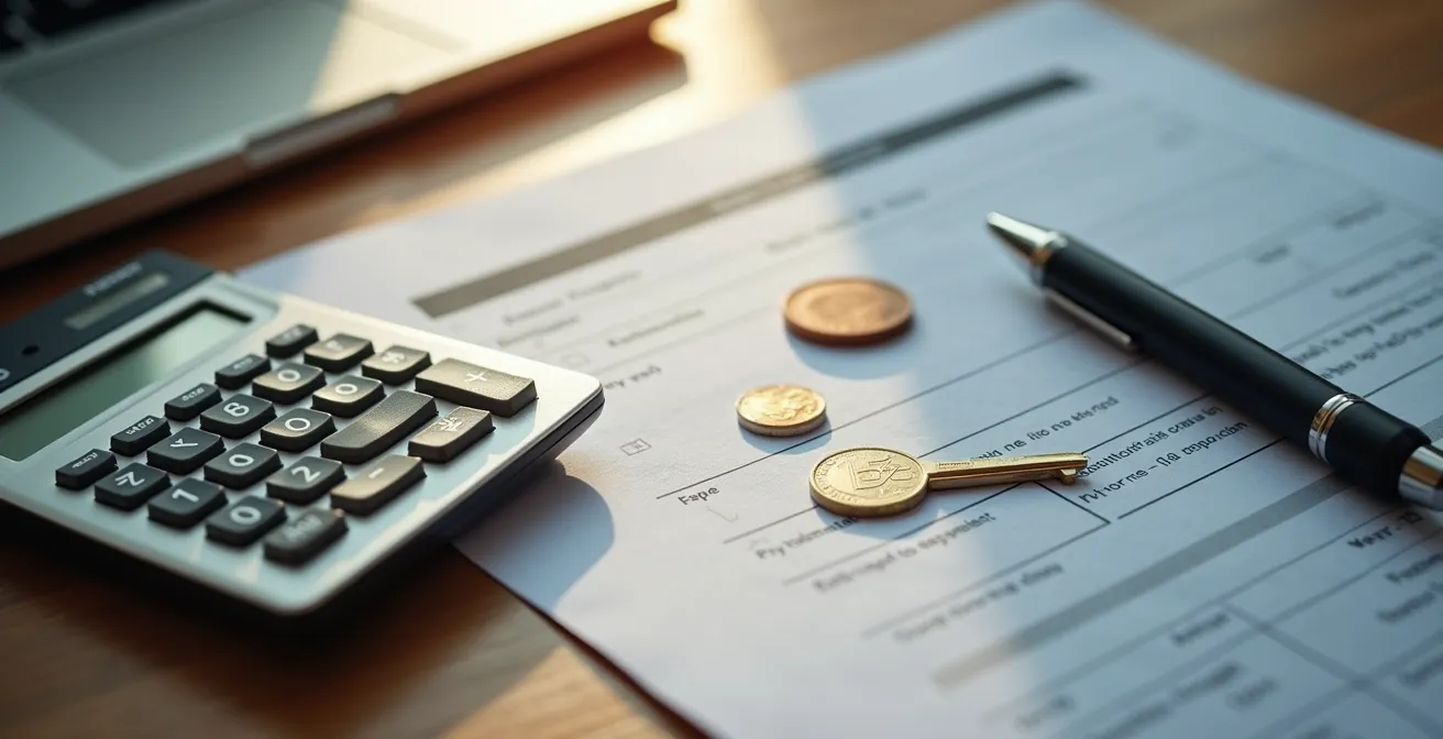 Gros plan sur des documents financiers et une calculatrice avec une mise au point artistique