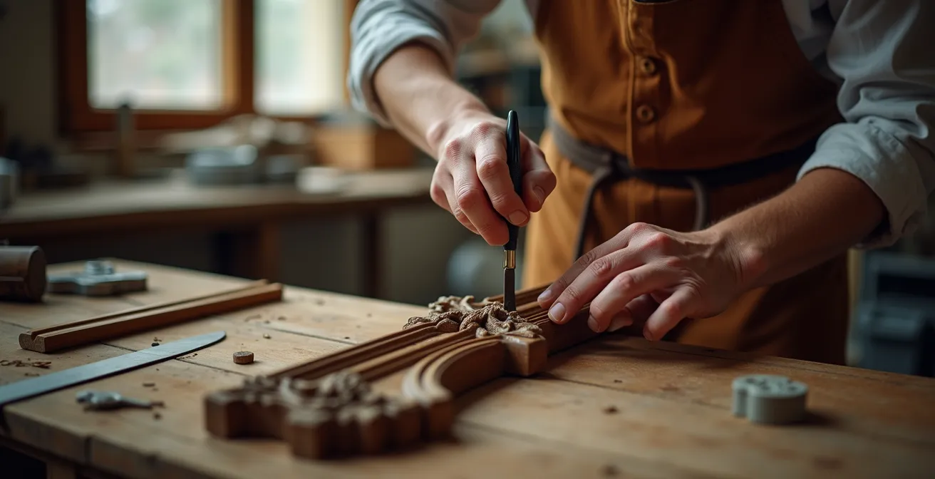Coupe stratigraphique montrant les couches de peinture successives sur une boiserie ancienne