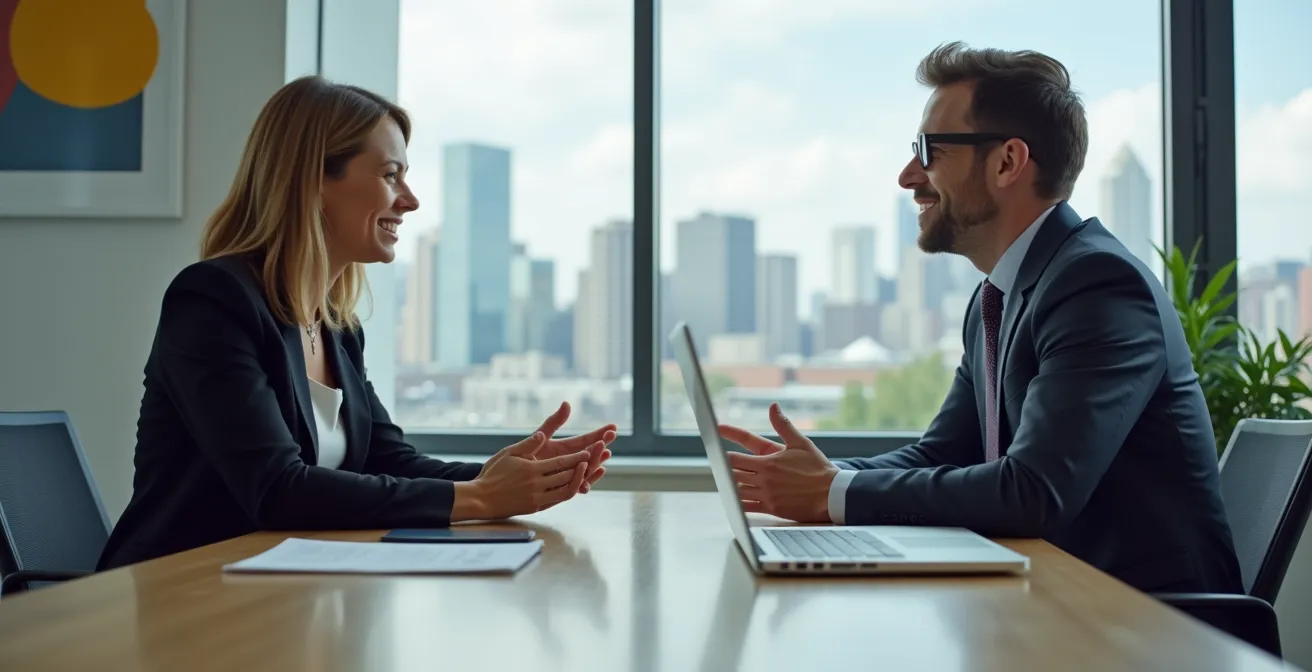 Discussion professionnelle dans un bureau moderne de Montréal