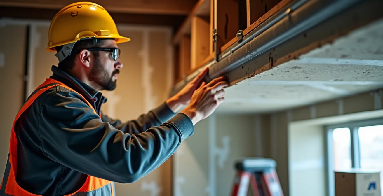 Installation de système acoustique avec clips et double gypse au plafond